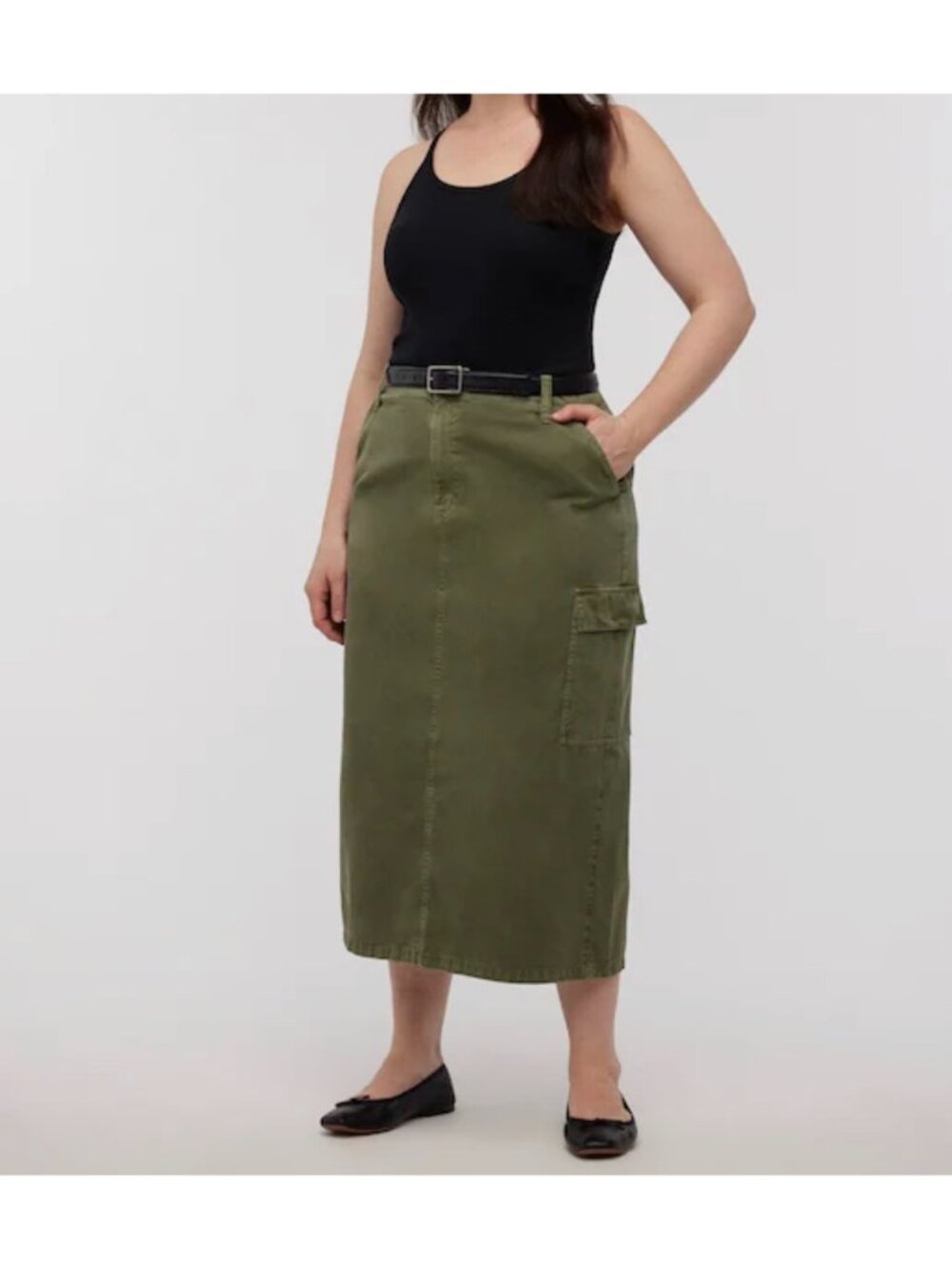 NWT Madewell garmet dyed cargo midi skirt